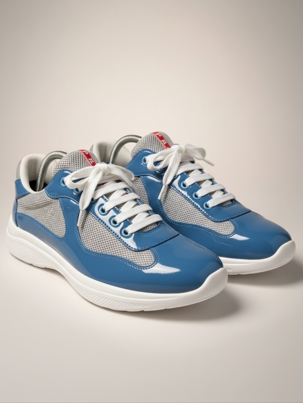 Prada Blue/ Gray Patent Leather Shoes Size 43